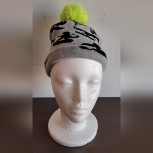 Gray Beanie with Black Silhouette Design